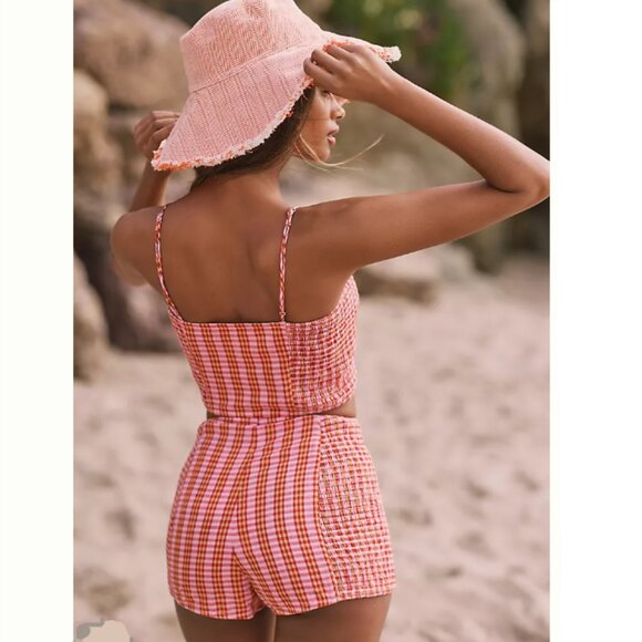 Brand New 2-Pc Set By Anthropologie Gingham Cropped Tank & Shorts - Picture 4 of 13